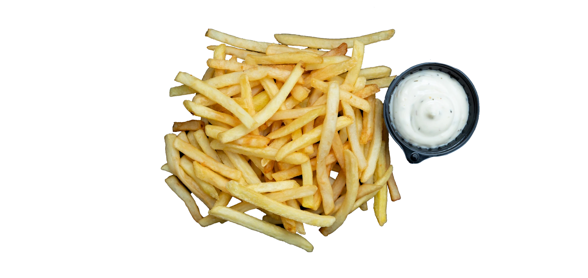 Хрустка картопля фрі, смажена до золотистої скоринки, подається з різноманітними соусами. Ідеальний перекус або гарнір.