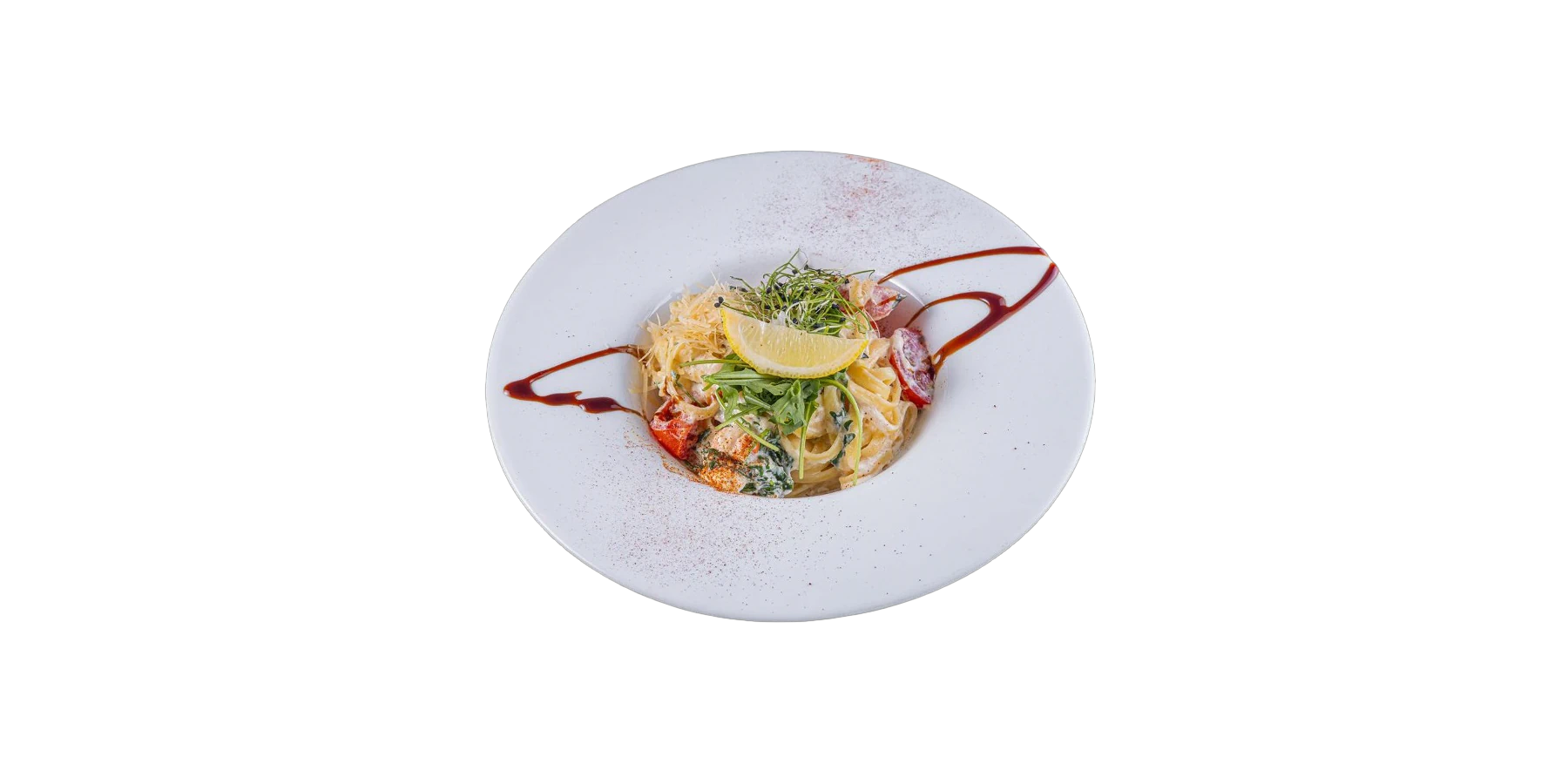 Паста «Аль-Маре» – локшина, креветки, вершковий соус, томати чері, рукола