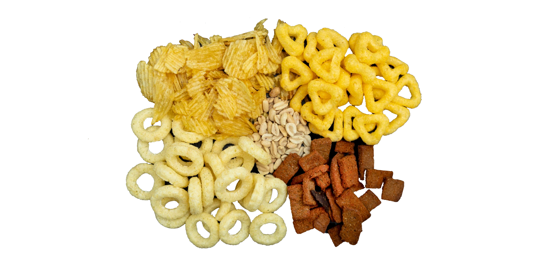 «Сет снеків» — чіпси, горішки, сухарики та снеки для смачного перекусу.